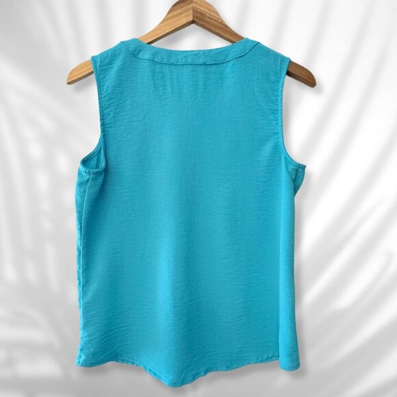 💙 Adrienne Vittadini Turquoise Blue Sleeveless Blouse Top | Size Small - Picture 5 of 5